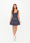 THE UPSIDE women’s navy Deiji Knit Dress features a square neckline with navy binding along the armholes and neckline. Made for everyday leisure.