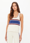 THE UPSIDE women’s creme recycled rib Adesa Vilde Knit Tank Top features a scoop neckline and small side slits at the hem. Made for everyday wear.