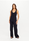 THE UPSIDE women's black recycled cotton Soho Jacquie Tank Top is designed for a relaxed fit and features a ribbed neckline and armhole. Made for everyday leisure.