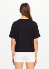 THE UPSIDE women's black Elina V Neck Tee is made from organic cotton hemp blend and features a mini patch pocket on chest. Made for everyday wear.