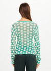THE UPSIDE women's green Latania Ada Long Sleeve Knit is regular fit with a geometric print and striped knitted rib neckline. Made for lifestyle.