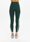 THE UPSIDE women's green Santa Fe 25inch Legging is soft, supportive with cream side seam and hem bindings, and side pockets. Made for yoga & pilates.