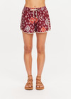 THE UPSIDE women's maroon linen viscose Miri Klio Short offers a relaxed fit with a soft elasticated waistband and contrast cream binds. Made for lifestyle.