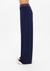 THE UPSIDE women's navy recycled polyester Harlan Wide-Leg Pant is designed for a true-to-size fit and features side-seam pockets and a striped elastic waistband. Made for lifestyle.