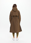 THE UPSIDE women's green James hooded trench coat features recycled waterproof polyester, a true-to-size fit and adjustable waist belt. Made for lifestyle.