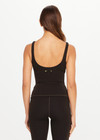 THE UPSIDE women's olive jacquard Castilla Amelia Tank Top is designed for a soft and comfortable fit and features a scoop neck and shelf bra with removable cups. Made for yoga and pilates.