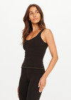 THE UPSIDE women's olive jacquard Castilla Amelia Tank Top is designed for a soft and comfortable fit and features a scoop neck and shelf bra with removable cups. Made for yoga and pilates.