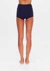 THE UPSIDE women's navy Palais Rib Fox Shortie is designed to be worn under sheer garments and features a folded waistband in a soft ribbed fabrication. Made for lifestyle.