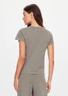 THE UPSIDE women's khaki organic cotton Avalon Crew Neck Baby Tee is a everyday staple made from soft organic cotton jersey and finished with an embroidered arrow logo at back. The perfect everyday tee, made to last.
