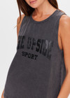 THE UPSIDE women's washed black Cosmic Sarah Tank Top is a relaxed fit crafted from hemp cotton jersey and features a black printed logo at front. Made for everyday wear.