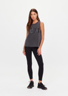 THE UPSIDE women's washed black Cosmic Sarah Tank Top is a relaxed fit crafted from hemp cotton jersey and features a black printed logo at front. Made for everyday wear.