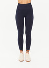 THE UPSIDE women's navy Form Seamless 25inch Legging is firm and supportive and features contrast tan stripes. Made for yoga & pilates.