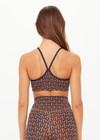 THE UPSIDE women's navy & camel recycled jacquard Castilla Bowie Bra is a supportive and comfortable fit in our castilla "TU" design and features a scooped front neckline with t-bar back and removable cups. Made for yoga & pilates.