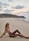THE UPSIDE women's floral recycled supersoft Isla Racerback Vala Bra features a scoop neckline,  removable cups and contrast yellow binds down side. Made for yoga & pilates.