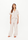 THE UPSIDE women's mocha stripe Baja Charli Drawstring Pant is designed for a low rise, straight leg fit with a elastic waistband with drawcord. Made for lifestyle.