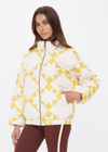 THE UPSIDE women's yellow organic cotton Etoile Carmen Quilted Jacket fits oversized and features front pockets, an elasticated hem and zip through opening. Made for lifestyle.