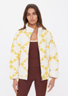 THE UPSIDE women's yellow organic cotton Etoile Carmen Quilted Jacket fits oversized and features front pockets, an elasticated hem and zip through opening. Made for lifestyle.