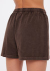 THE UPSIDE women's brown recycled Soho Dolci Short features a high-rise with a wide leg design, a drawstring waistband and front pockets in side seam. Made for lifestyle.