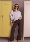 THE UPSIDE women's purple 100% organic cotton Paloma Crew features a ribbed neckline, cuff and hems in a relaxed fit. Made for lifestyle.