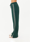 THE UPSIDE women's green Roma Pant is a highwaisted, true-to-size fit made in double-faced jersey and features contrast tape down side seams, side pockets and an elasticated waistband with drawcord.