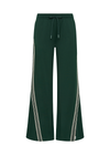 THE UPSIDE women's green Roma Pant is a highwaisted, true-to-size fit made in double-faced jersey and features contrast tape down side seams, side pockets and an elasticated waistband with drawcord.