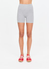 THE UPSIDE women's grey cotton Flash 5Inch Spin Short offers a mid-rise design in stretch jersey fabrication with no front seam. Made for yoga & pilates.