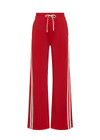 THE UPSIDE women's red When In Roma Holiday Pant is high waisted with an elasticated waistband, made from double faced single jersey fabrication with cream mesh tape along side seams. Made for lifestyle.