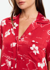 THE UPSIDE women's red  Dusty's Holiday Shirt is a short sleeve button-up in our holiday red and cream printed design and features a patch pocket on front chest. Made for lifestyle.
