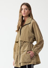 THE UPSIDE women's brown Rylan Anorak is designed for a relaxed fit, mid-length, made from tan wrinkled water-resistant fabric. Made for lifestyle.