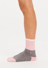 THE UPSIDE women’s grey cotton Block Crew Sock is soft and cozy, in colour blocked marled pink and cream. Made for lifestyle.