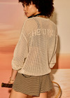 THE UPSIDE women's cream organic cotton Sebastian Knit Crew offers a relaxed fit with an open knit construction and ribbed trims. Made for lifestyle.