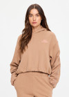 THE UPSIDE women's brown organic cotton Marlon Camila Hoodie is designed for an oversized fit and features dropped shoulders, elasticated trims and tonal herringbone tape detailing. Made for lifestyle.