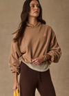 THE UPSIDE women's brown organic cotton Marlon Camila Hoodie is designed for an oversized fit and features dropped shoulders, elasticated trims and tonal herringbone tape detailing. Made for lifestyle.
