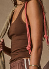 THE UPSIDE women's brown organic cotton Del Rey Pointelle Tank Top offers a soft and comfortable fit and features scoop necklines and tonal lace edge trim. Made for lifestyle.