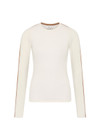 THE UPSIDE women's natural Merino Wool Long Sleeve Top is designed for a slim fit and features a crew neckline, contrast sleeve stripe and soft fine knit feel. Made for lifestyle.