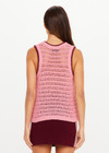 THE UPSIDE women's pink organic cotton Bahia Koby Knitted Tank Top is a regular fit with a loose knit construction, racerback silhouette and contrast striped rib detailing. Made for lifestyle.