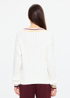 THE UPSIDE women’s cream 100% organic cotton Josette V Neck Knit Sweater is a regular fit cable knit and features a striped rib neckline and cuffs with contrast colour detailing. Made for lifestyle.