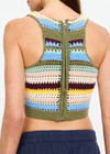 THE UPSIDE women's stripe organic cotton Brasilia Isla Crochet Top is a true to size fit featuring a crochet construction, racerback silhouette and high neckline. Made for lifestyle.