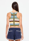 THE UPSIDE women's stripe organic cotton Brasilia Isla Crochet Top is a true to size fit featuring a crochet construction, racerback silhouette and high neckline. Made for lifestyle.