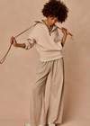 THE UPSIDE women's grey Soho Tokio Wide Leg Pant is designed for a relaxed fit and features a high rise waist, wide leg silhouette and soft brushed cotton blend fabrication. Made for lifestyle.