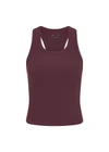 THE UPSIDE women's plum Pele Sophie Tank Top is designed for a supportive and comfortable fit and features a racerback silhouette, built-in shelf bra with removable cups and soft rib fabrication. Made for yoga and pilates.