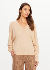 THE UPSIDE women’s sand linen organic cotton Bonita V Neck Knit is designed for a regular fit and features a wide neckline, dropped shoulders and ribbed trims. Made for lifestyle.