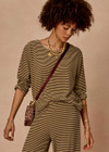 THE UPSIDE women's stripe Santos Rio Long Sleeve Top is designed for a relaxed fit and features soft towelling fabrication, dropped shoulders and a timeless stripe design. Made for lifestyle.