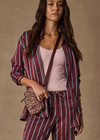 THE UPSIDE women’s stripe 100% silk Capela Billy Silk Shirt is a relaxed fit long sleeve button up and features a collar, button cuffs and stripe satin finish. Made for lifestyle.