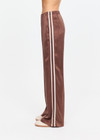 THE UPSIDE women's brown Marnie Silk Wide Leg Pant is true to size with high-rise fit, elasticated waistband, and cream side seam bindings. Made for lifestyle.