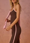 THE UPSIDE women's chocolate Rhythm Caleb Tank Top features a scooped front neckline with t-bar back and removable cups in our recycled rib fabrication. Made for yoga and pilates.