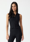 THE UPSIDE women's black Divina Lizzy Zip Tank Top is designed for a soft and supportive fit and features a full length zip opening and collar in cotton modal fabrication. Made for lifestyle.