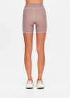 THE UPSIDE women's check Palacio 5inch Pocket Spin Short is mid-rise with no front seam and mushroom drawcord with aglets. Made for yoga and pilates.