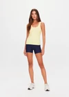 THE UPSIDE women's yellow organic cotton Del Rey Pointelle Tank Top features a scooped front and back neckline, and ruffle lace edge tonal trim. Made for lifestyle.