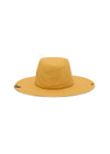 THE UPSIDE women's washed yellow cotton Billy Jean Wide Brim Hat is classic cowboy hat with optional upturned brim with snap buttons and an adjustable inner brim with ribbon.